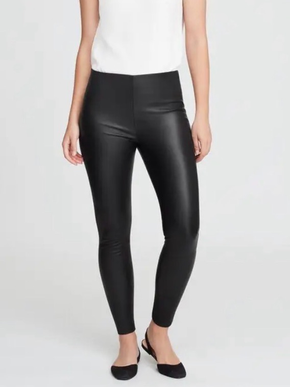 Cuyana Stretch Leather Leggings Genuine Black Leather